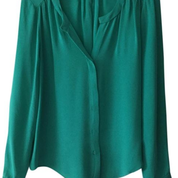 Babaton 💯 silk aqua/turqoise blouse small - Picture 1 of 5